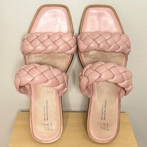 3/$10⚡️TIME and TRU Nude Pink Chunky Braided Strap Slip-on Sandals Size 7